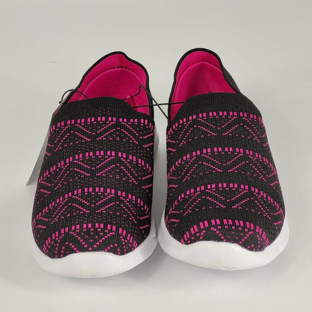 Crane Womens Fitness Walking Shoes Active Pink Zig Zag Fabric Slip On 10 New